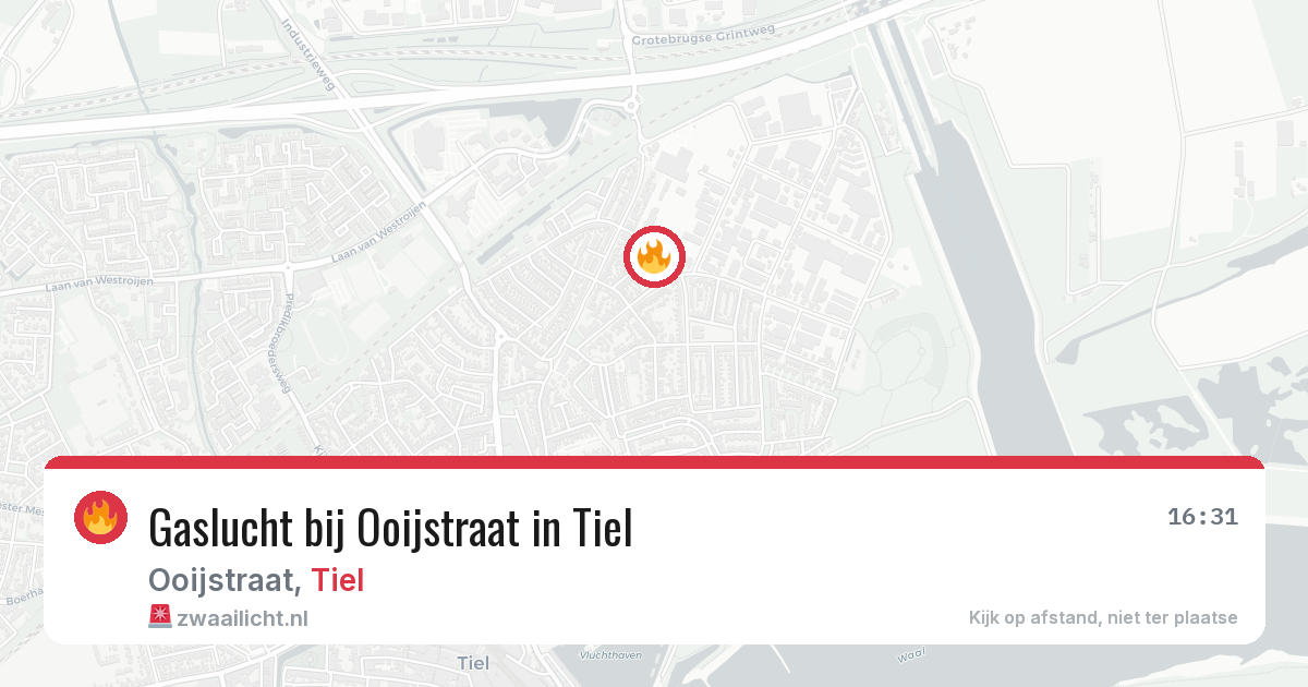 Gaslucht bij Ooijstraat in Tiel — 18 apr 2026