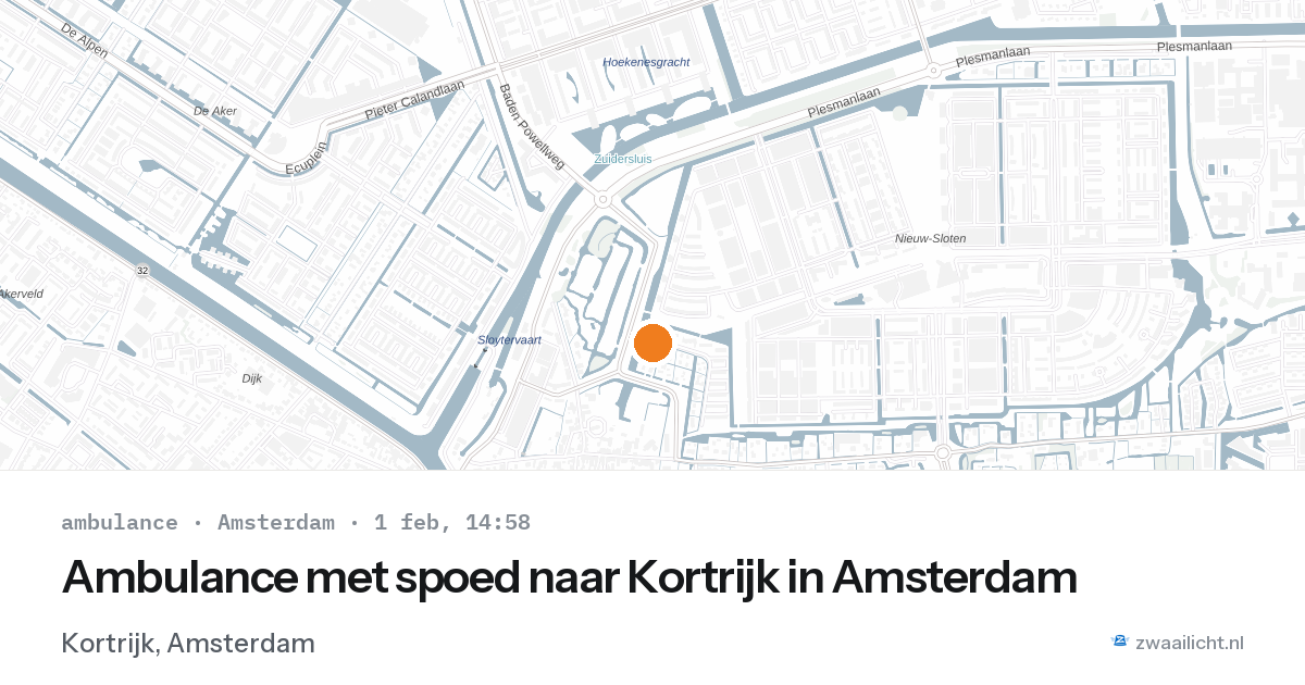 Ambulance met spoed naar Kortrijk in Amsterdam — 1 feb 2026