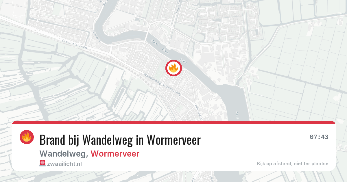 Brand bij Wandelweg in Wormerveer — 11 aug 2026