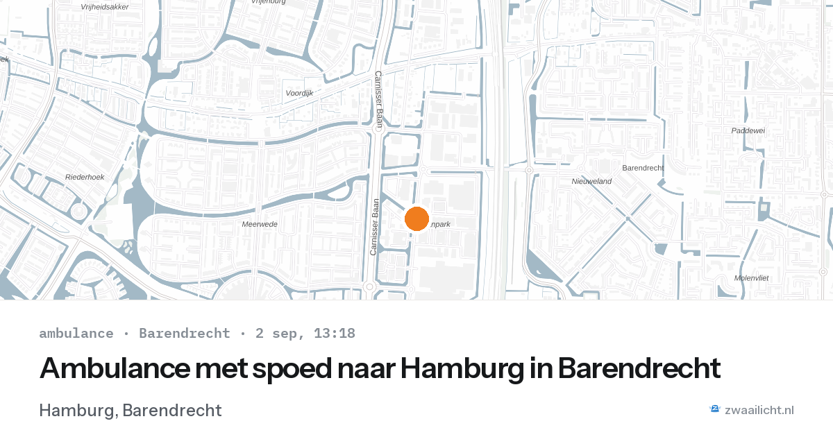 Ambulance met spoed naar Hamburg in Barendrecht — 2 sep 2026