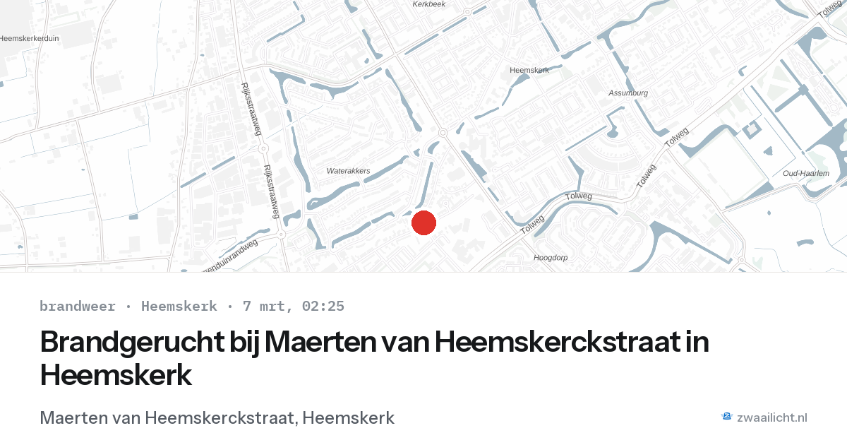 Brandgerucht bij Maerten van Heemskerckstraat in Heemskerk — 7 mrt 2026