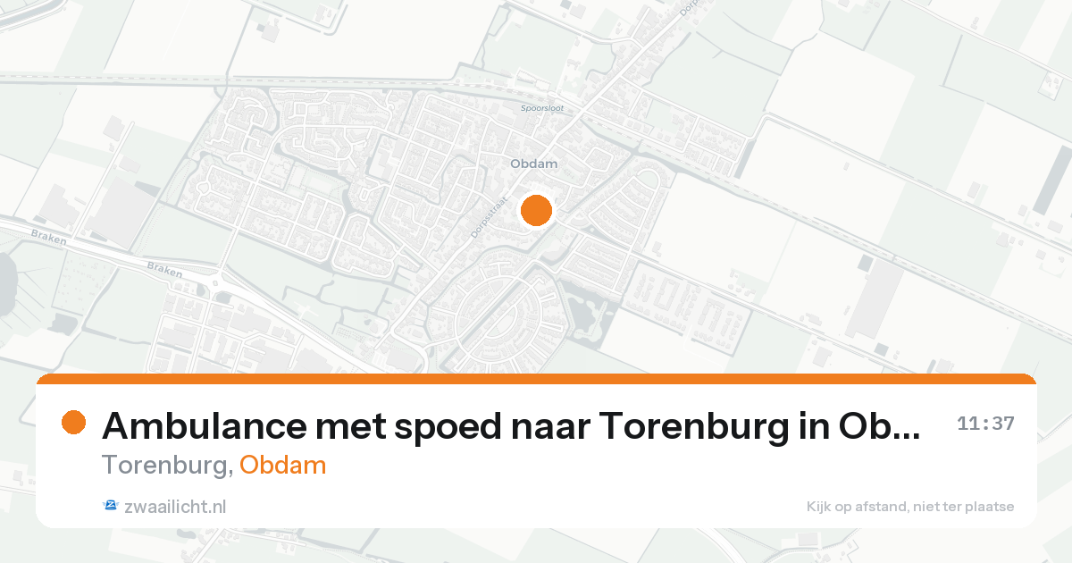 Ambulance met spoed naar Torenburg in Obdam — 20 aug 2026