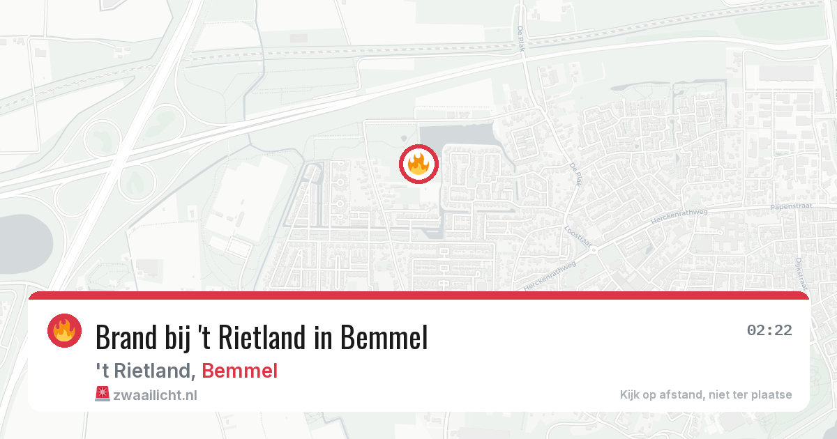 Brand bij 't Rietland in Bemmel — 21 jun 2026