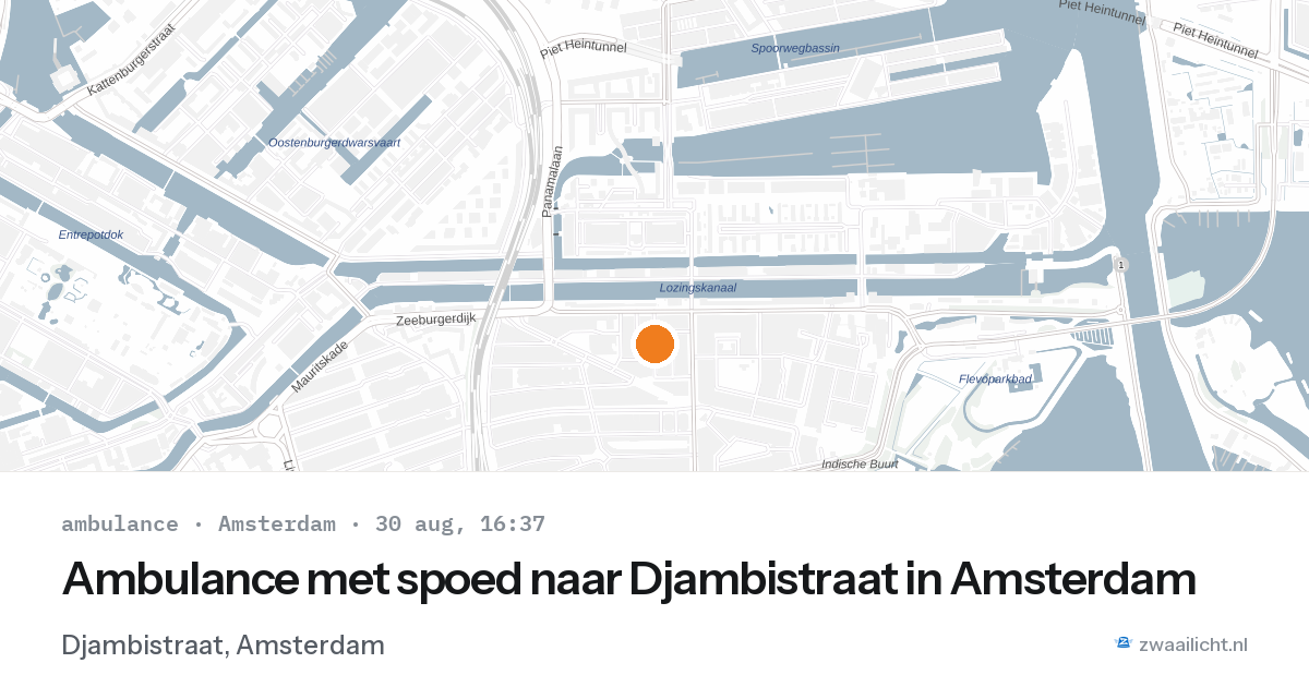 Ambulance met spoed naar Djambistraat in Amsterdam — 30 aug 2026