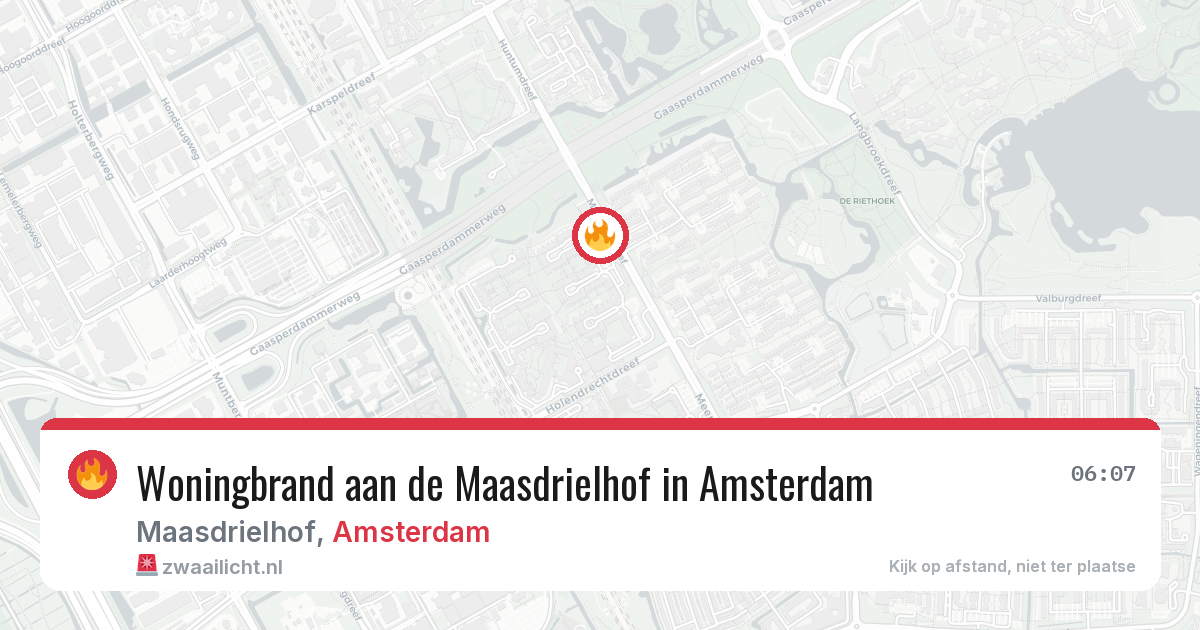 Woningbrand aan de Maasdrielhof in Amsterdam — 8 jul 2026