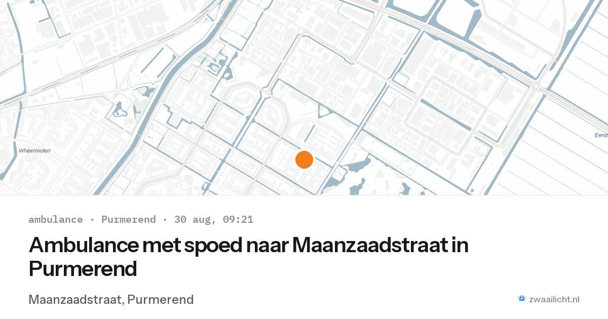 Ambulance met spoed naar Maanzaadstraat in Purmerend — 30 aug 2026