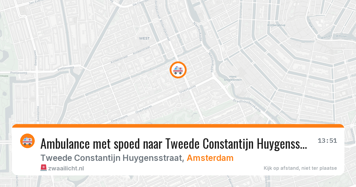Ambulance met spoed naar Tweede Constantijn Huygensstraat in Amsterdam — 22 jun 2026