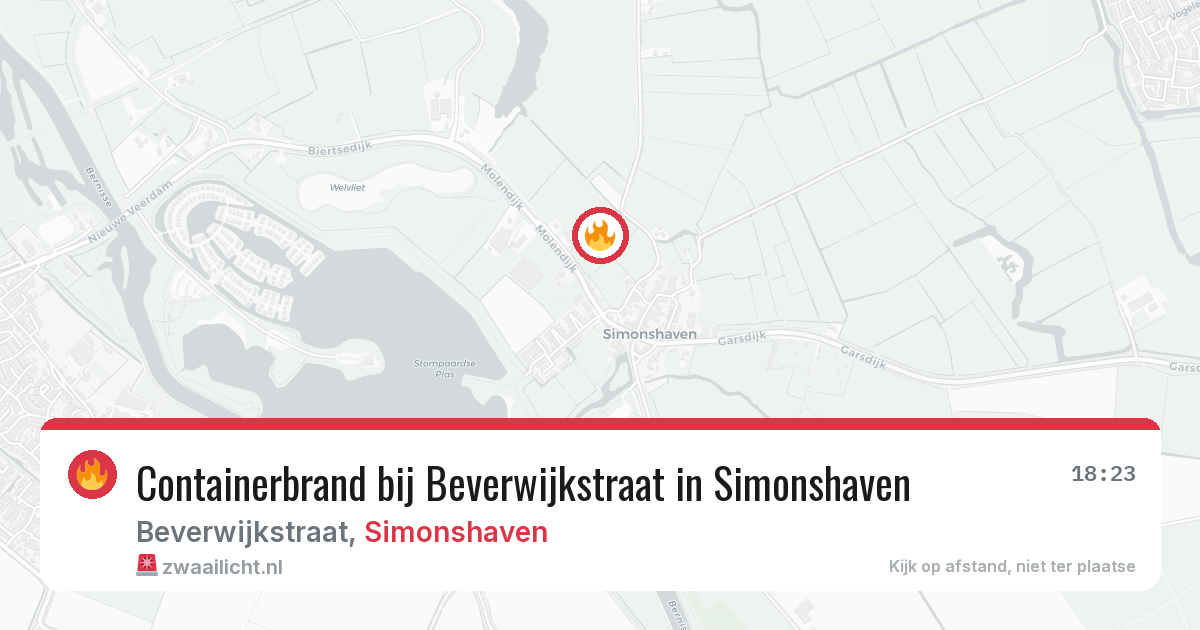 Containerbrand bij Beverwijkstraat in Simonshaven — 15 jun 2026