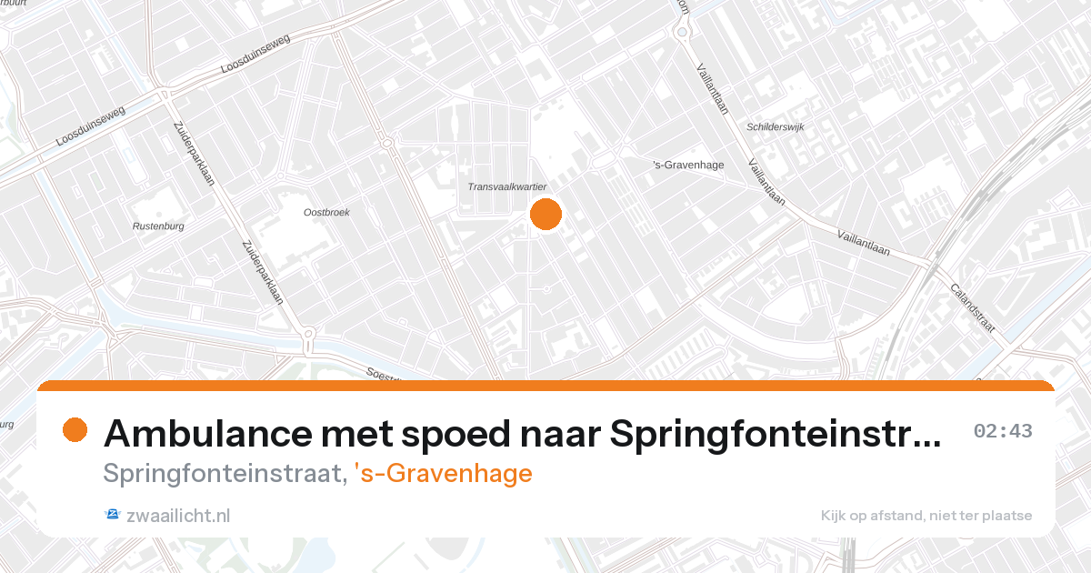Ambulance met spoed naar Springfonteinstraat in 's-Gravenhage — 28 aug 2026