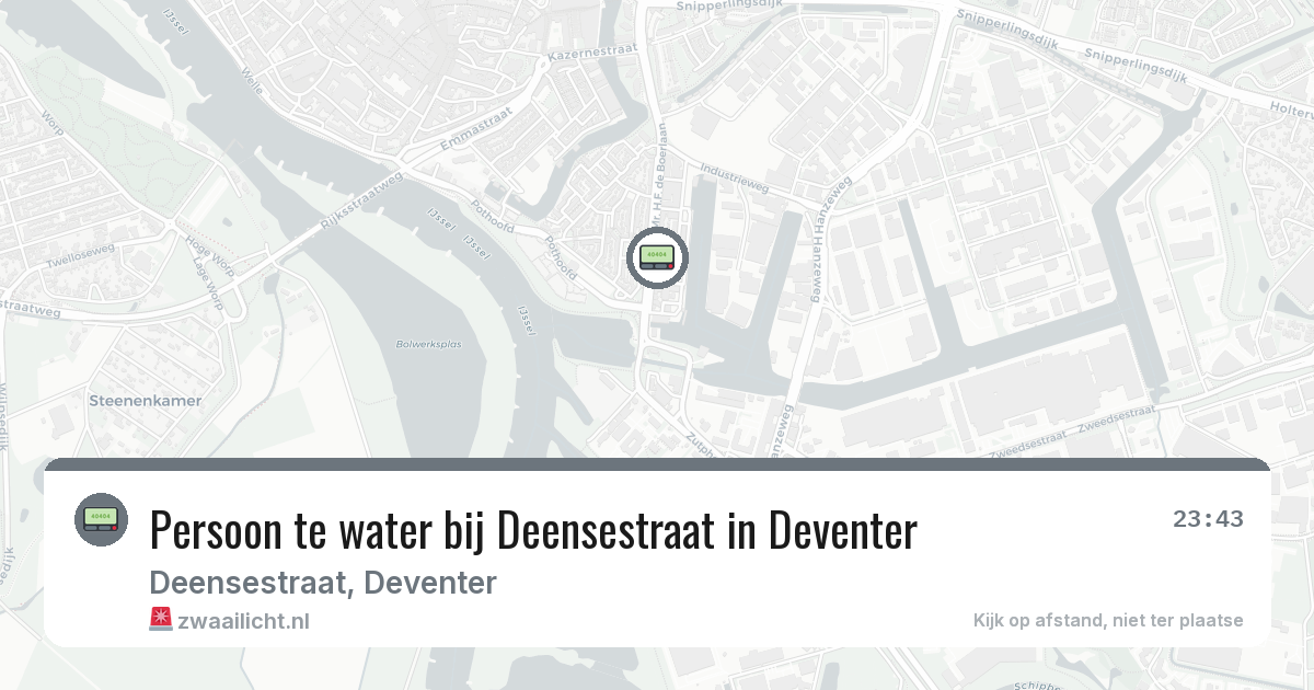 Persoon te water bij Deensestraat in Deventer — 24 jun 2026