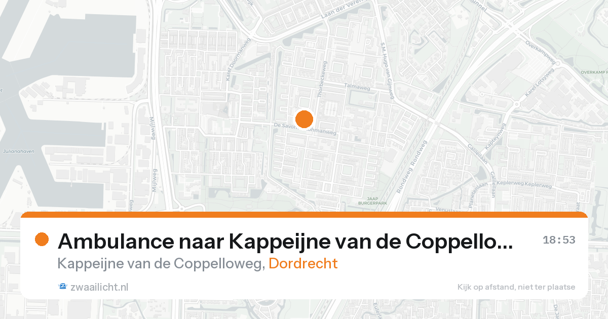 Ambulance naar Kappeijne van de Coppelloweg in Dordrecht — 17 aug 2026
