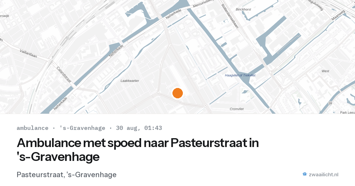 Ambulance met spoed naar Pasteurstraat in 's-Gravenhage — 29 aug 2026