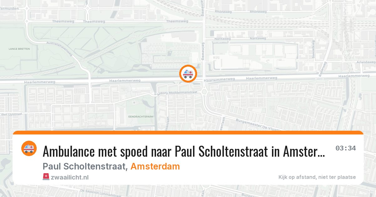 Ambulance met spoed naar Paul Scholtenstraat in Amsterdam — 2 mei 2026