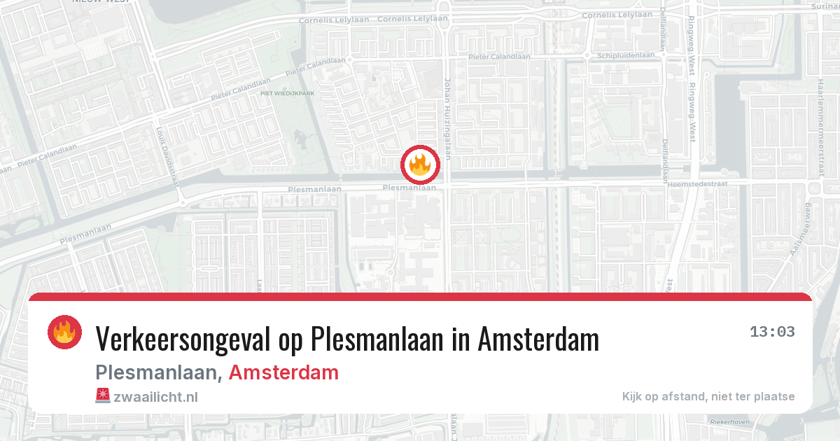 Verkeersongeval op Plesmanlaan in Amsterdam — 8 jun 2026