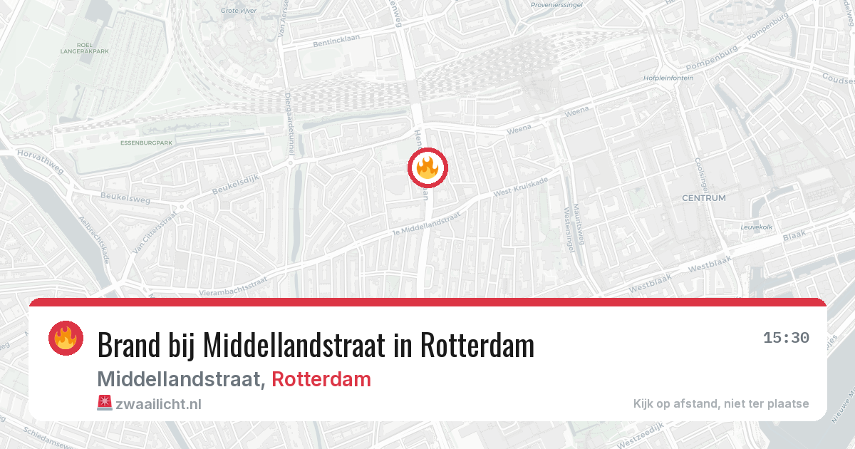 Brand bij Middellandstraat in Rotterdam — 9 apr 2026