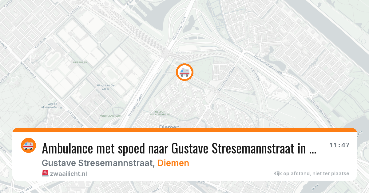 Ambulance met spoed naar Gustave Stresemannstraat in Diemen — 16 jul 2026