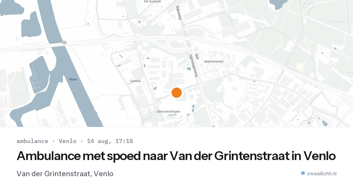 Ambulance met spoed naar Van der Grintenstraat in Venlo — 14 aug 2026
