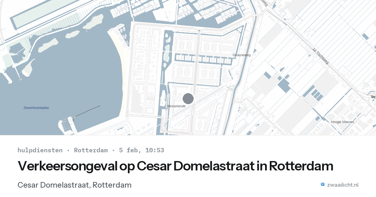 Verkeersongeval op Cesar Domelastraat in Rotterdam — 5 feb 2026