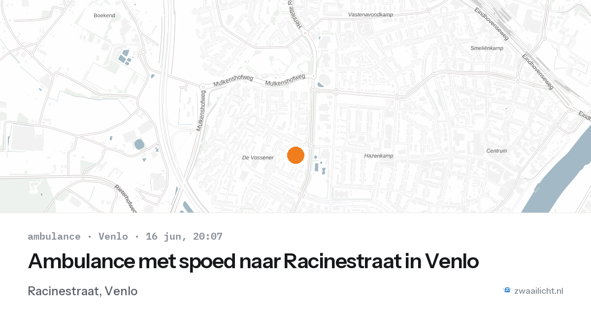 Ambulance met spoed naar Racinestraat in Venlo — 16 jun 2026