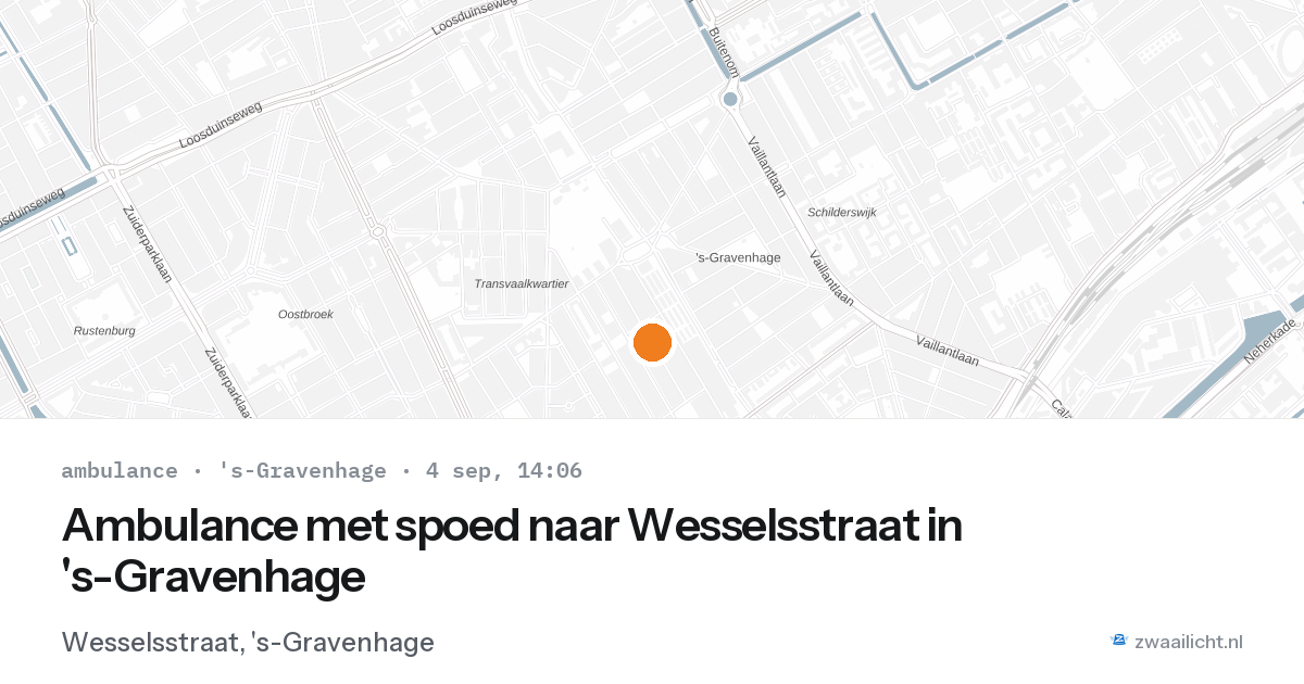 Ambulance met spoed naar Wesselsstraat in 's-Gravenhage — 4 sep 2026