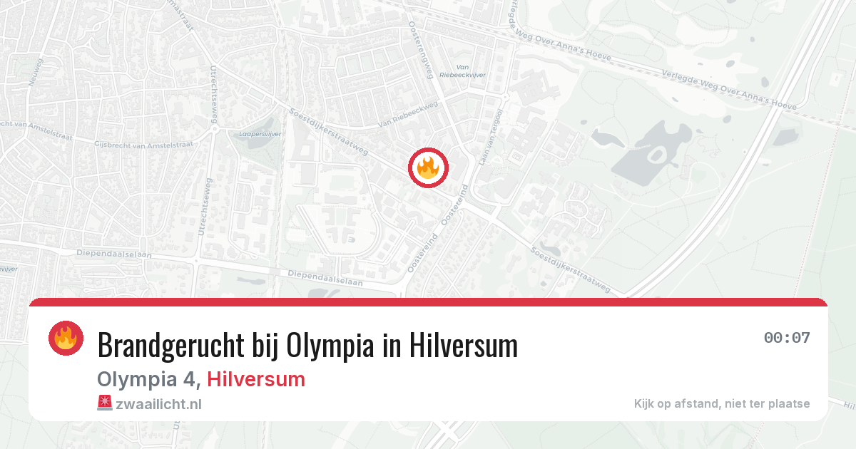 Brandgerucht bij Olympia in Hilversum — 31 mei 2026