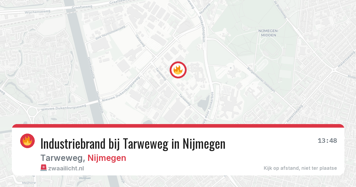 Industriebrand bij Tarweweg in Nijmegen — 13 aug 2026