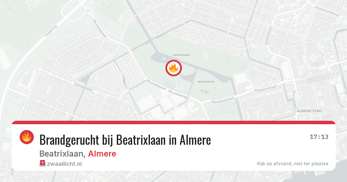 Brandgerucht bij Beatrixlaan in Almere — 17 mei 2026