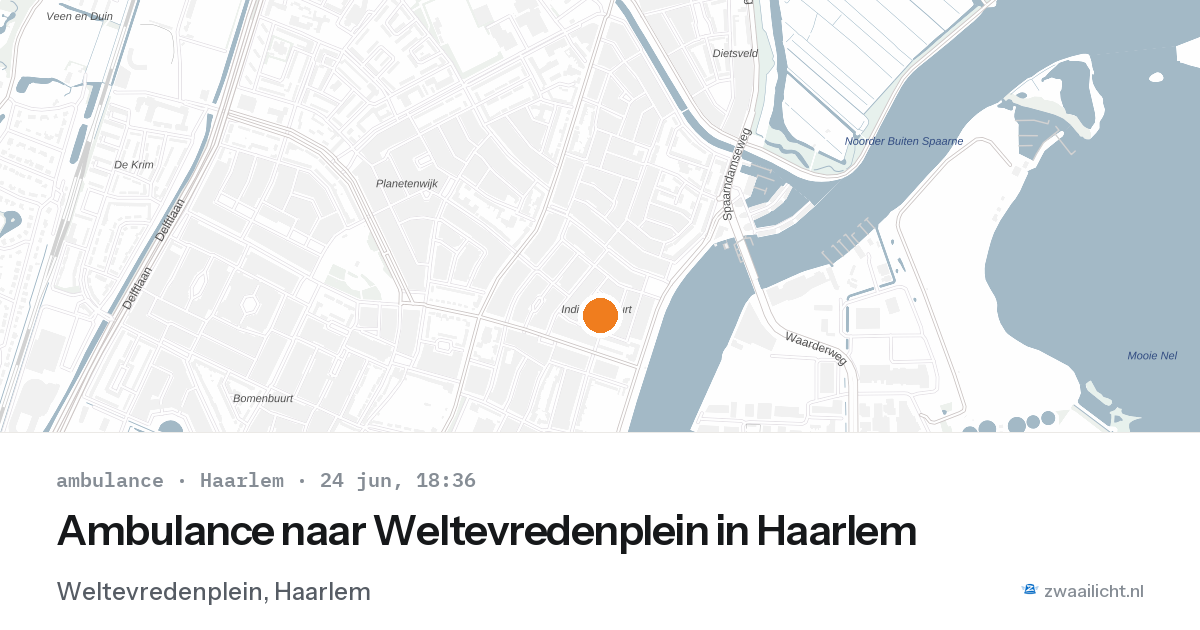 Ambulance naar Weltevredenplein in Haarlem — 24 jun 2026