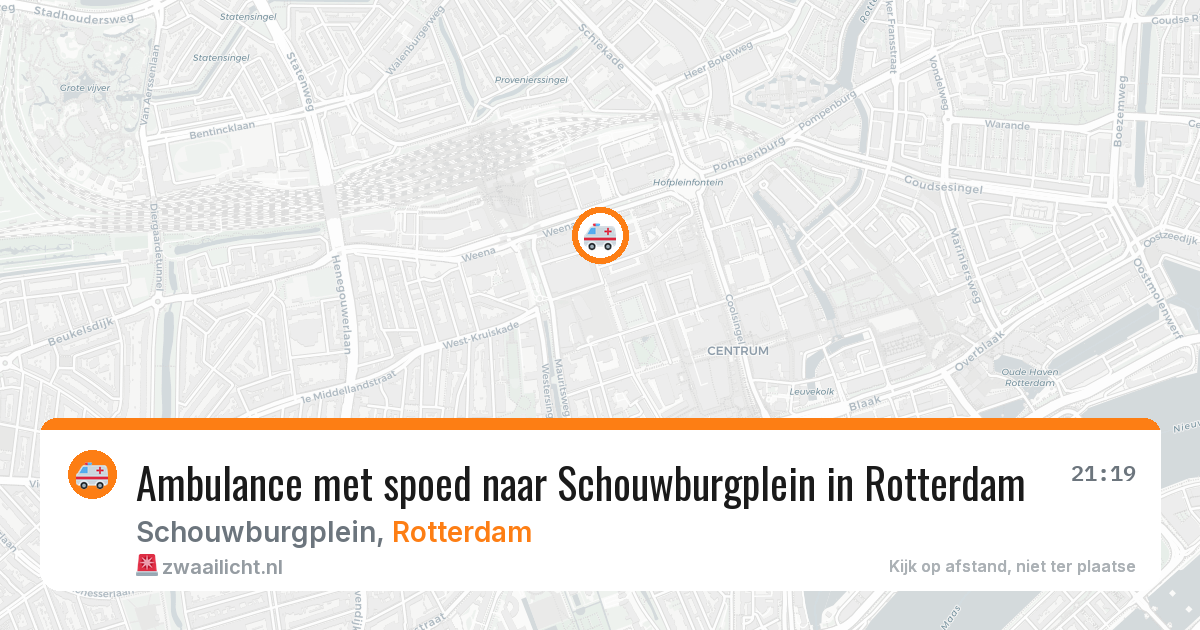 Ambulance met spoed naar Schouwburgplein in Rotterdam — 20 jun 2026