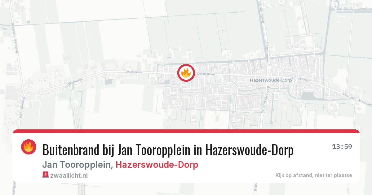 Buitenbrand bij Jan Tooropplein in Hazerswoude-Dorp — 19 jul 2026