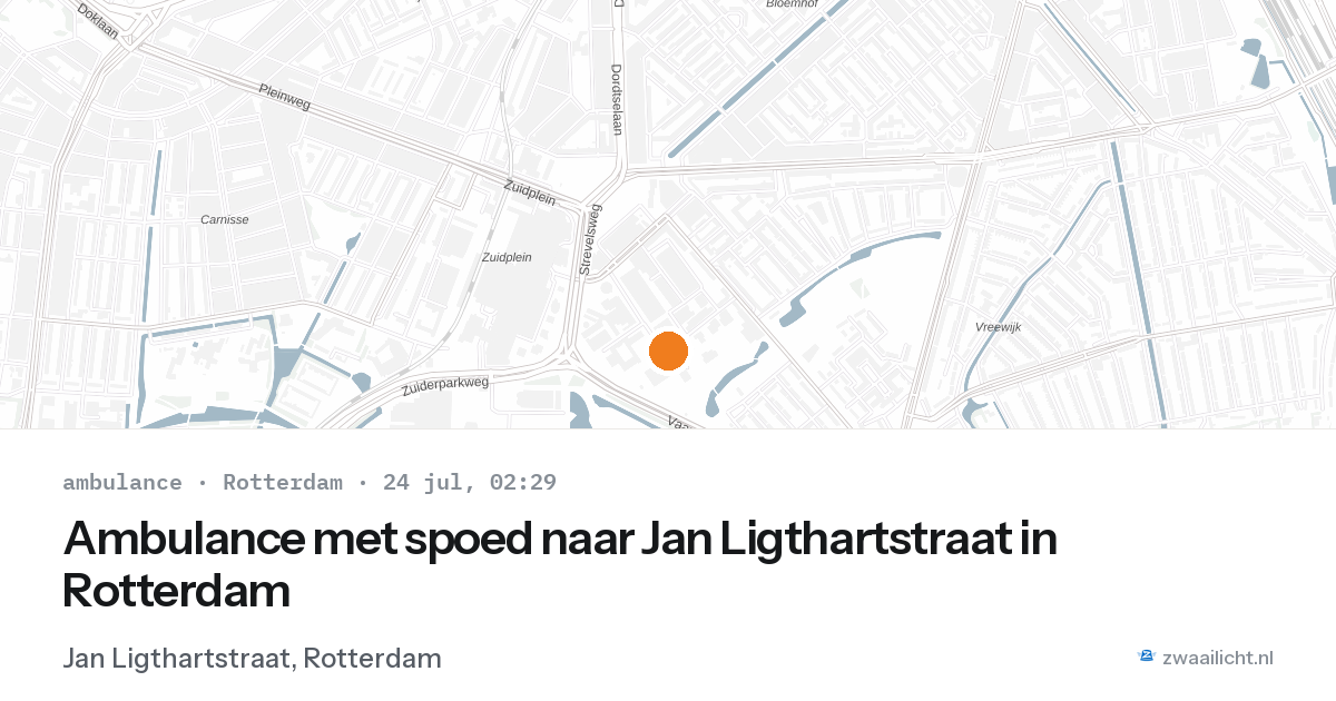 Ambulance met spoed naar Jan Ligthartstraat in Rotterdam — 24 jul 2026