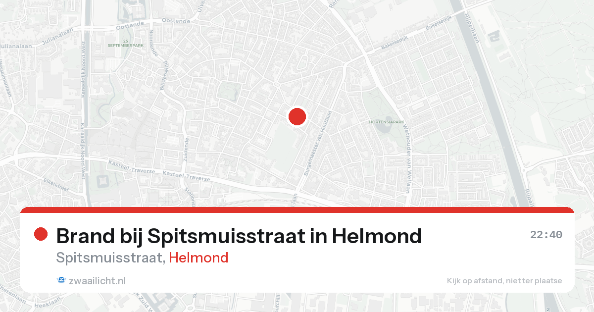 Brand bij Spitsmuisstraat in Helmond — 16 aug 2026