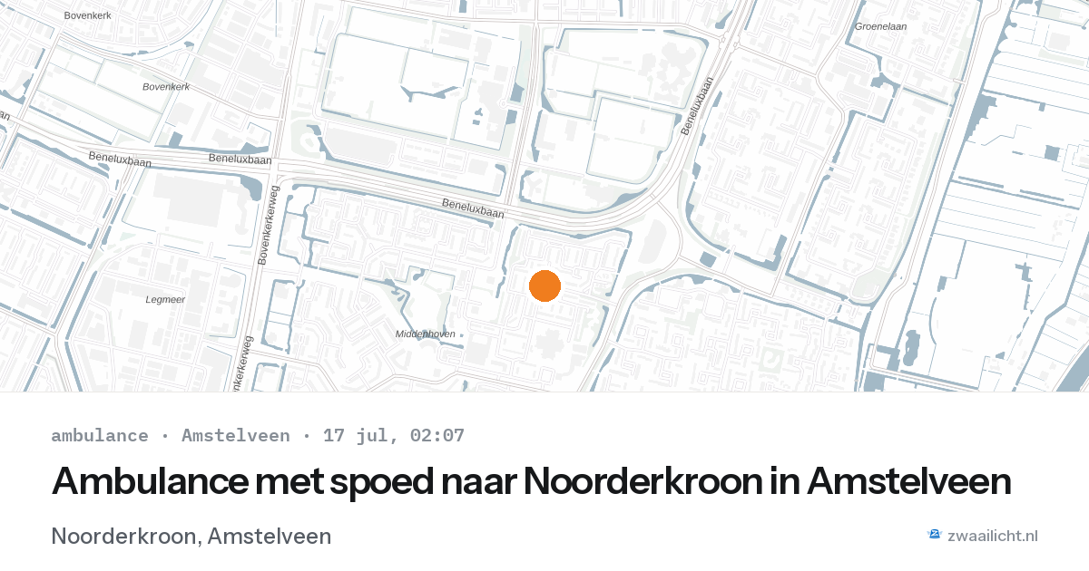 Ambulance met spoed naar Noorderkroon in Amstelveen — 17 jul 2026