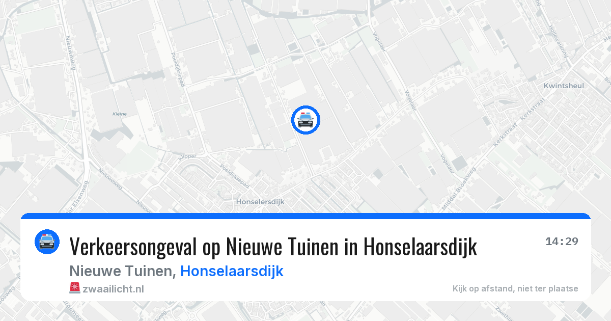 Verkeersongeval op Nieuwe Tuinen in Honselaarsdijk — 25 mrt 2026