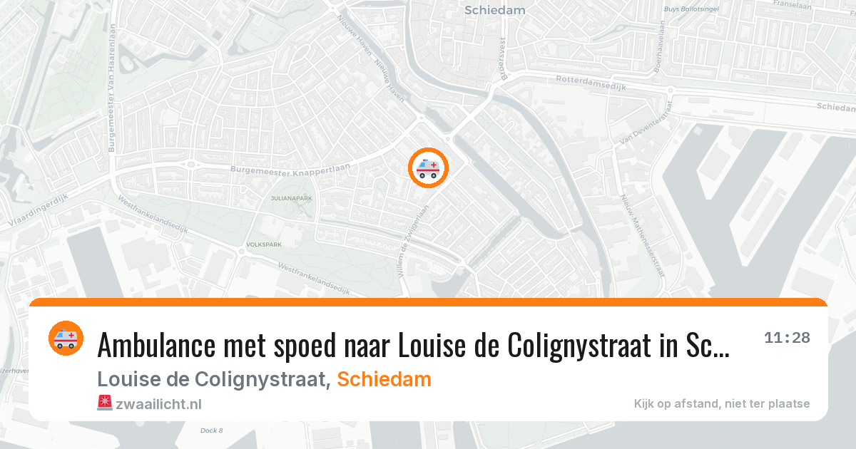 Ambulance met spoed naar Louise de Colignystraat in Schiedam — 28 jun 2026