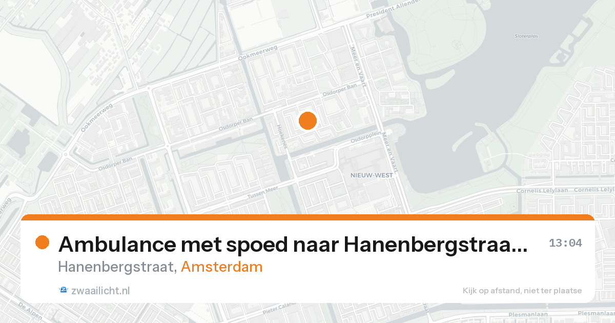 Ambulance met spoed naar Hanenbergstraat in Amsterdam — 8 jun 2026