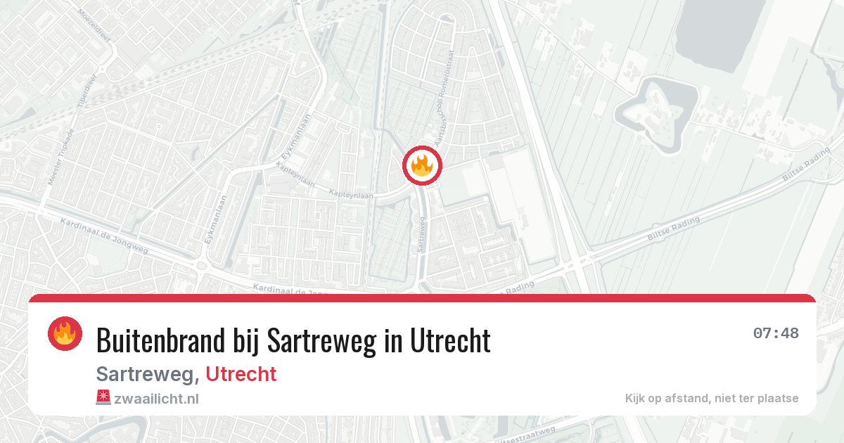 Buitenbrand bij Sartreweg in Utrecht — 22 jun 2026