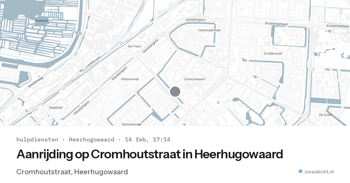 Aanrijding op Cromhoutstraat in Heerhugowaard — 14 feb 2026