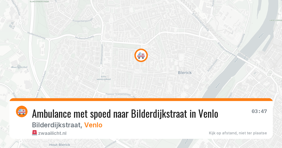 Ambulance met spoed naar Bilderdijkstraat in Venlo — 9 aug 2026