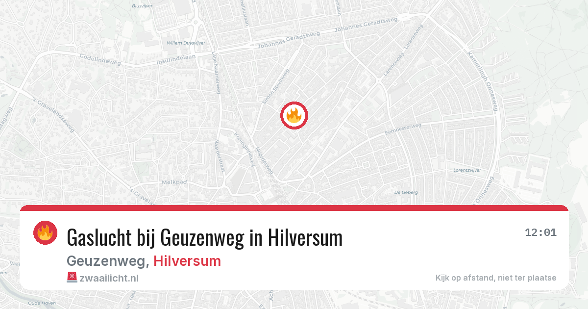 Gaslucht bij Geuzenweg in Hilversum — 18 mrt 2026