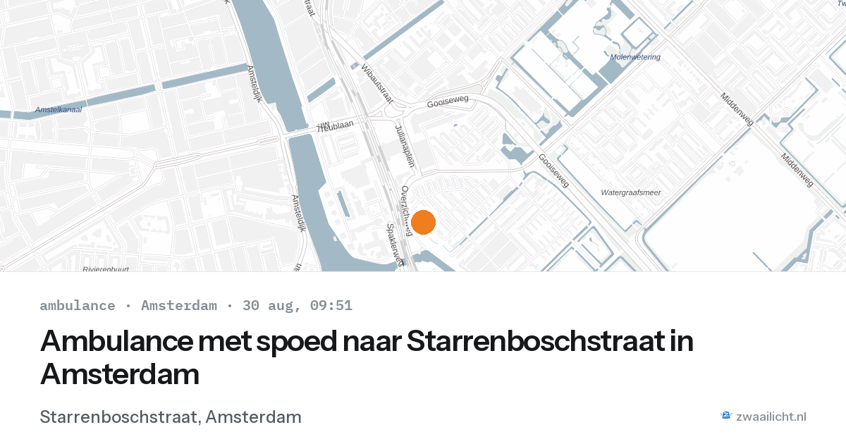 Ambulance met spoed naar Starrenboschstraat in Amsterdam — 30 aug 2026