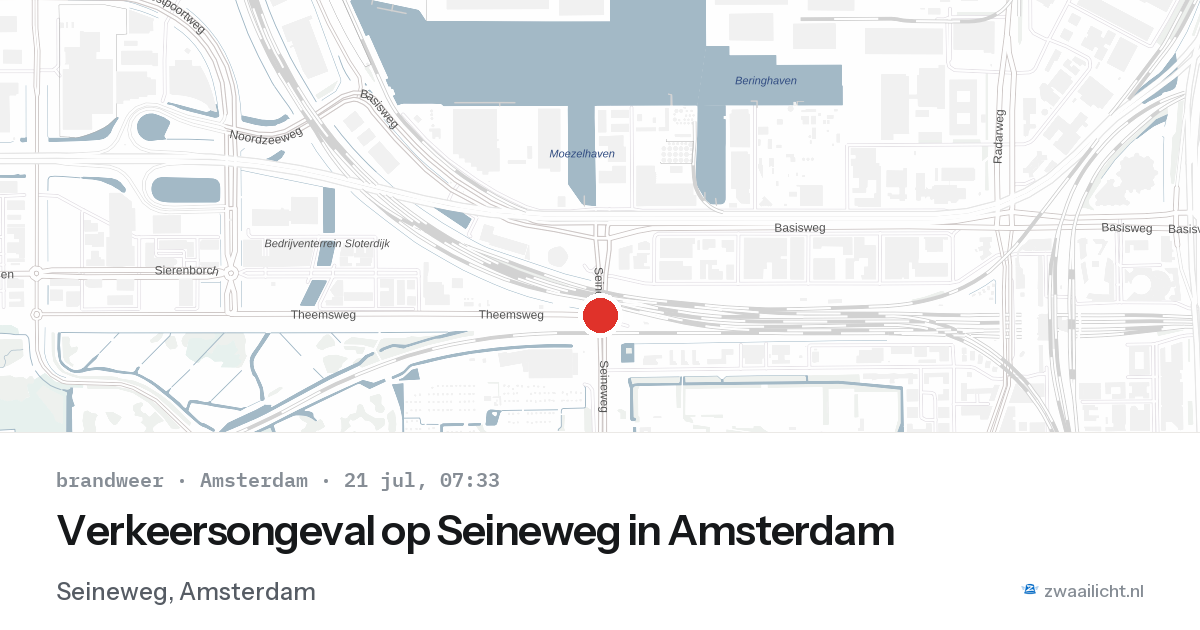 Verkeersongeval op Seineweg in Amsterdam — 21 jul 2026