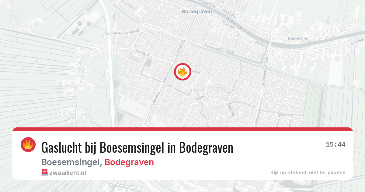 Gaslucht bij Boesemsingel in Bodegraven — 12 aug 2026