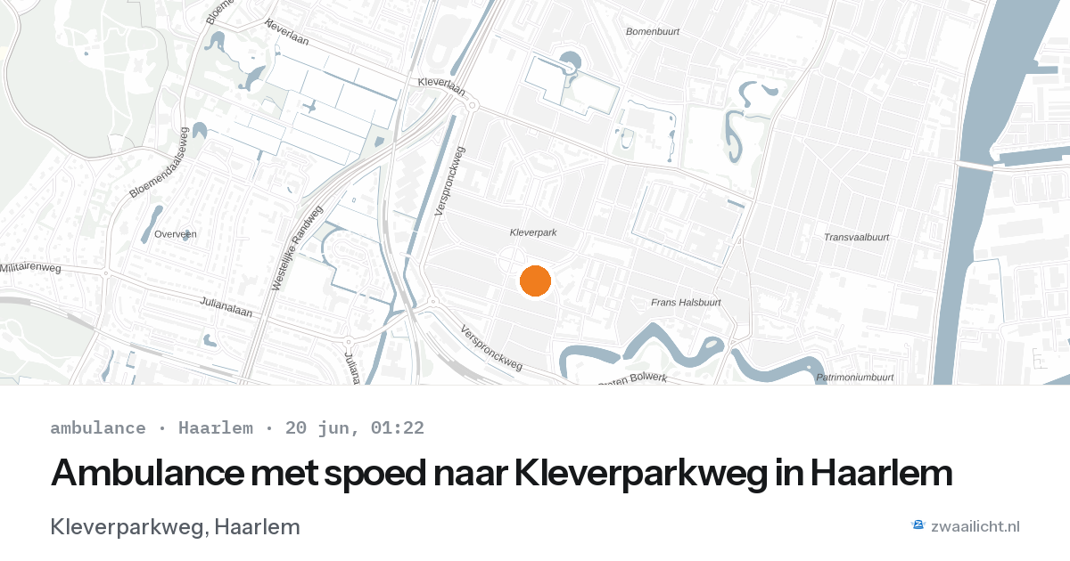 Ambulance met spoed naar Kleverparkweg in Haarlem — 19 jun 2026