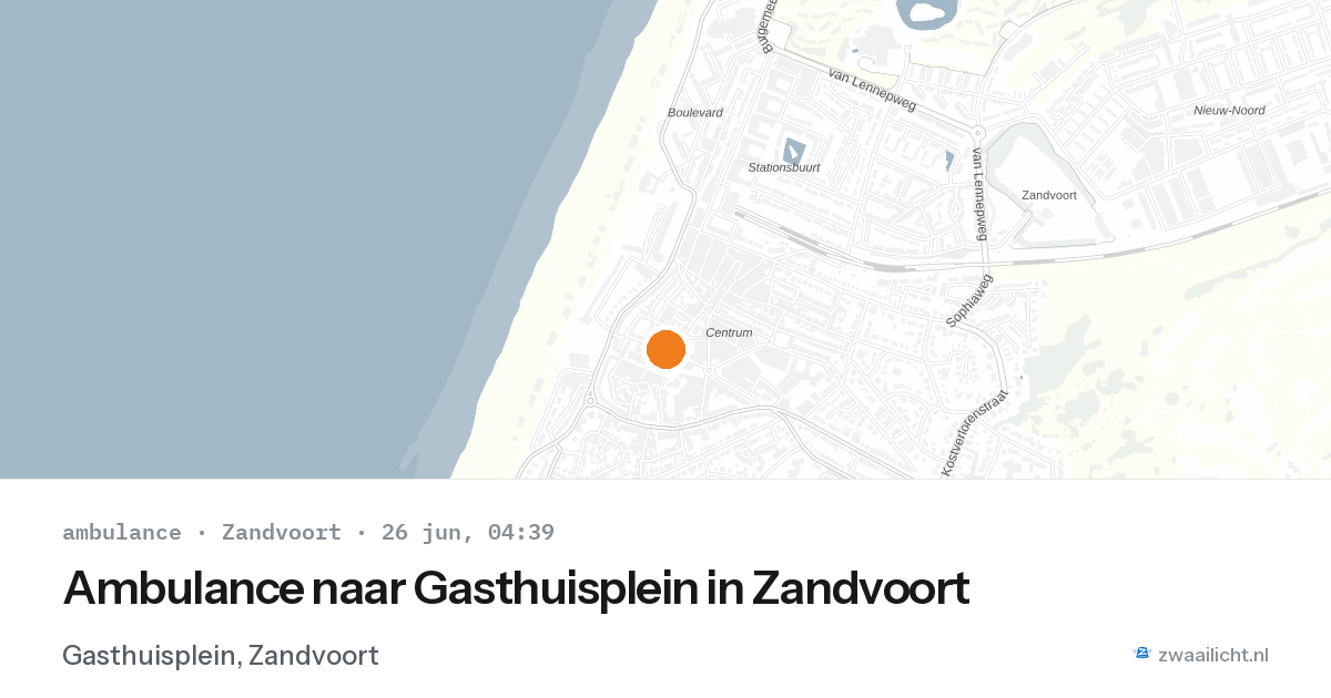 Ambulance naar Gasthuisplein in Zandvoort — 26 jun 2026