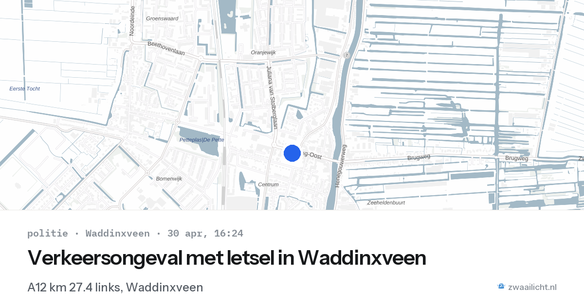 Verkeersongeval met letsel in Waddinxveen — 30 apr 2026