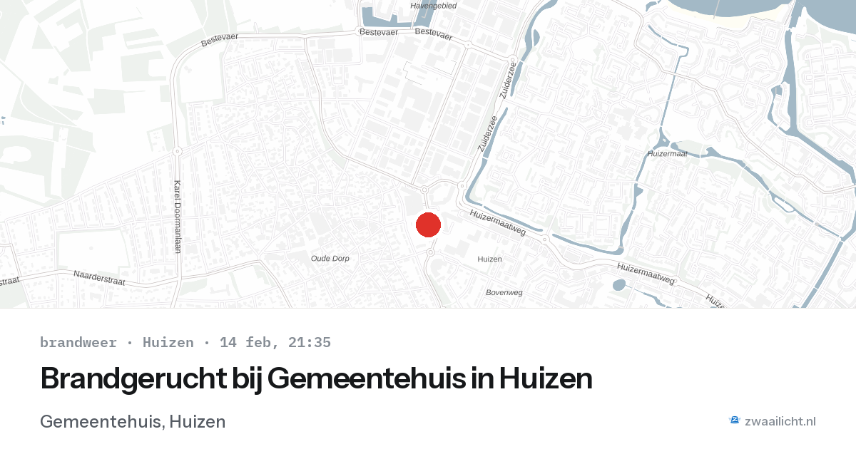 Brandgerucht bij Gemeentehuis in Huizen — 14 feb 2026