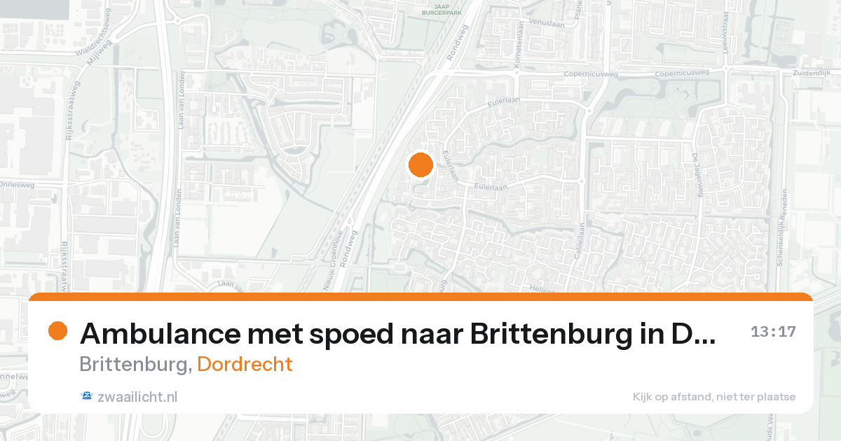 Ambulance met spoed naar Brittenburg in Dordrecht — 15 aug 2026