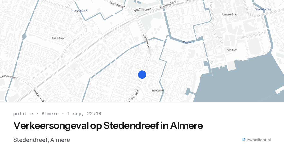 Verkeersongeval op Stedendreef in Almere — 1 sep 2026