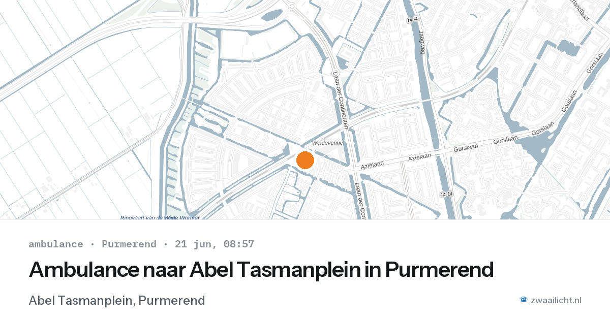 Ambulance naar Abel Tasmanplein in Purmerend — 21 jun 2026